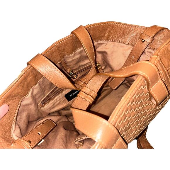 Wilson Leather Soft Woven Brown Leather Large Convertible Shoulder/Slouch Bag - Picture 9 of 9